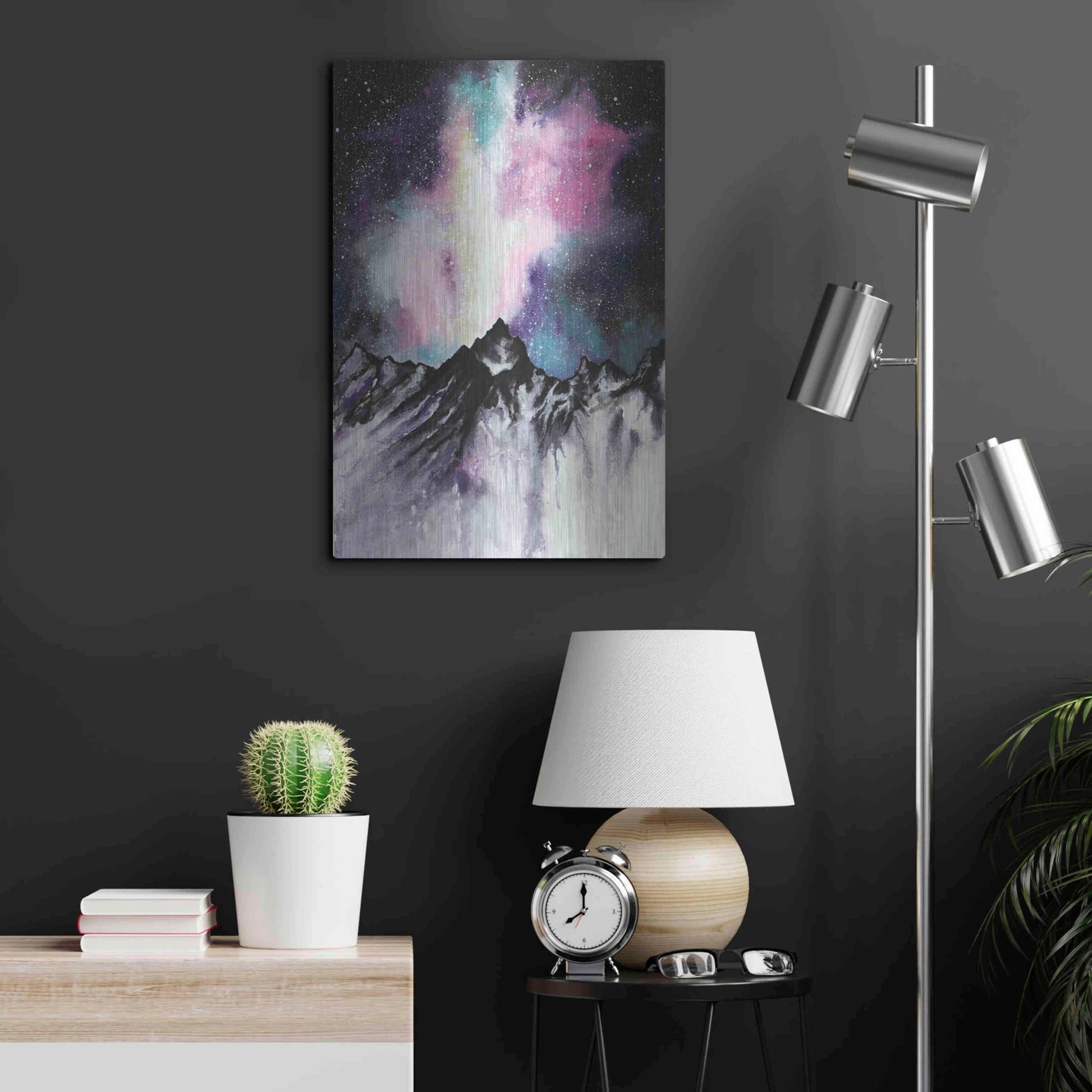 Luxe Metal Art 'Starruption Galaxy Landscape' by Michelle Faber, Metal Wall Art,16x24