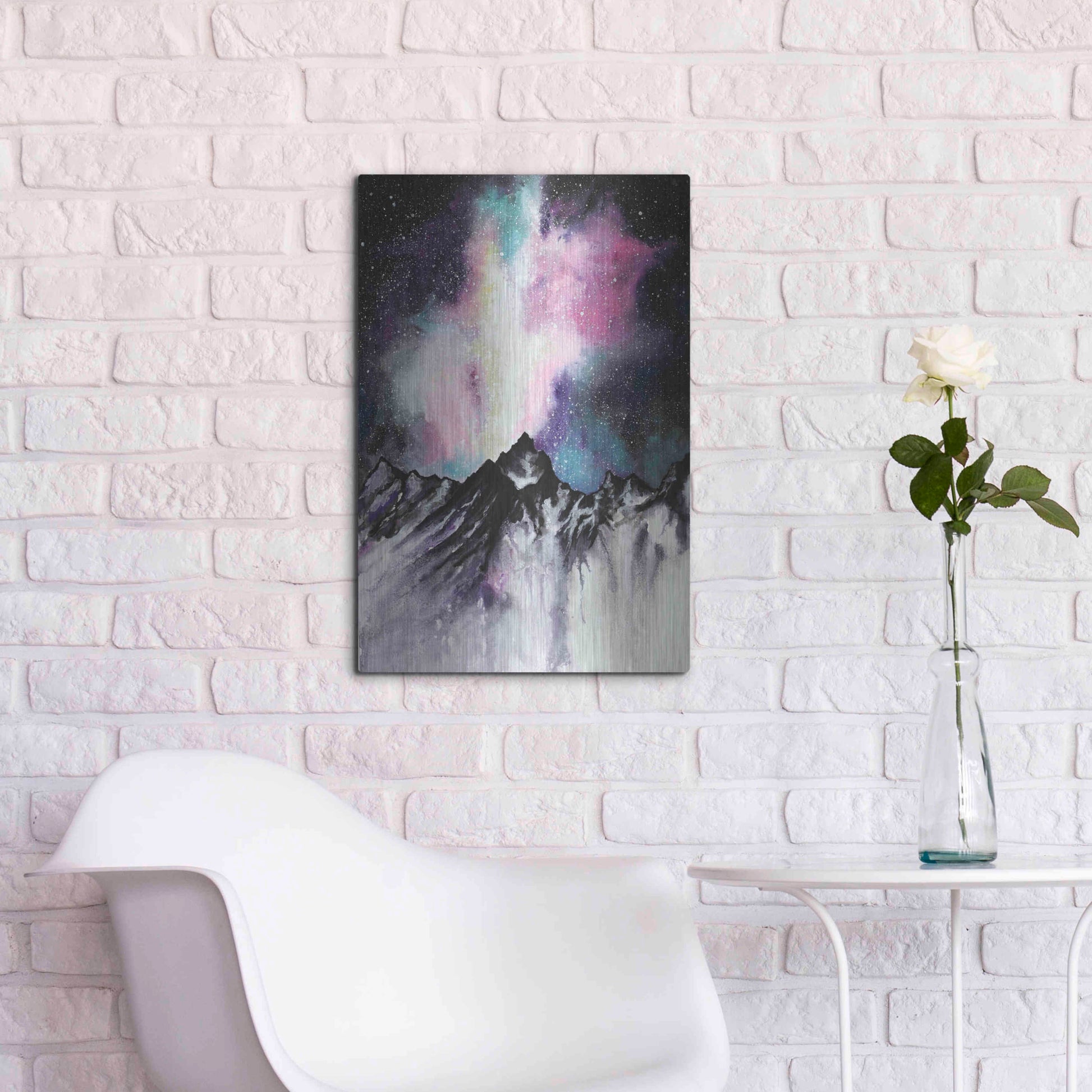 Luxe Metal Art 'Starruption Galaxy Landscape' by Michelle Faber, Metal Wall Art,16x24