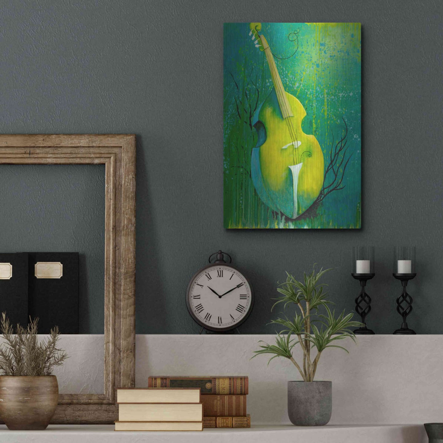 Luxe Metal Art 'Sunken Dreams Cello' by Michelle Faber, Metal Wall Art,12x16