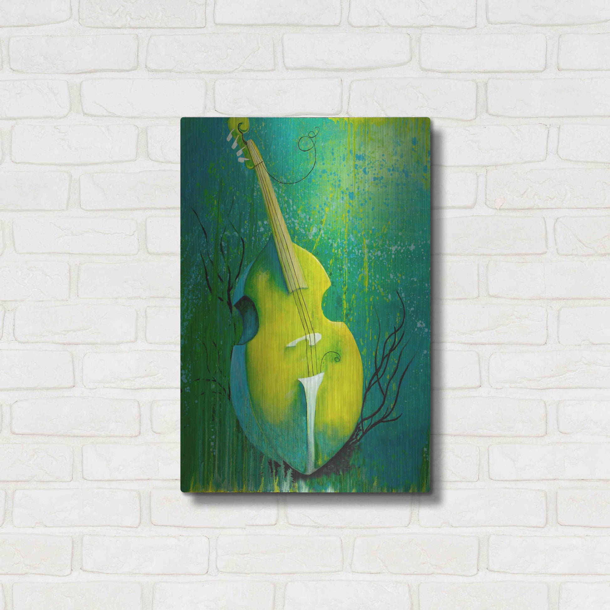 Luxe Metal Art 'Sunken Dreams Cello' by Michelle Faber, Metal Wall Art,16x24