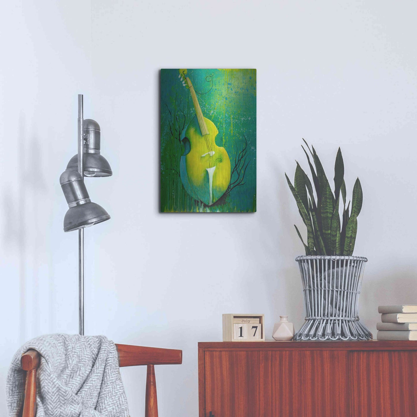 Luxe Metal Art 'Sunken Dreams Cello' by Michelle Faber, Metal Wall Art,16x24