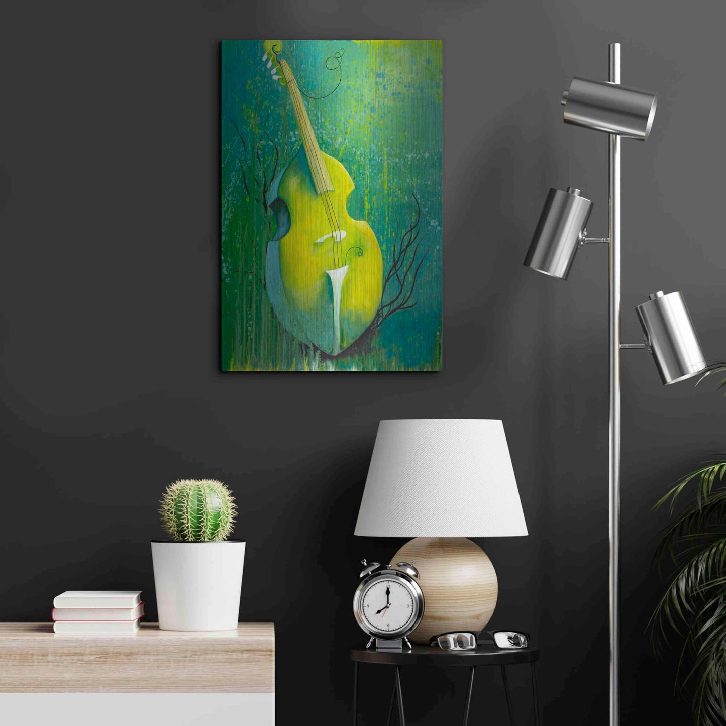 Luxe Metal Art 'Sunken Dreams Cello' by Michelle Faber, Metal Wall Art,16x24