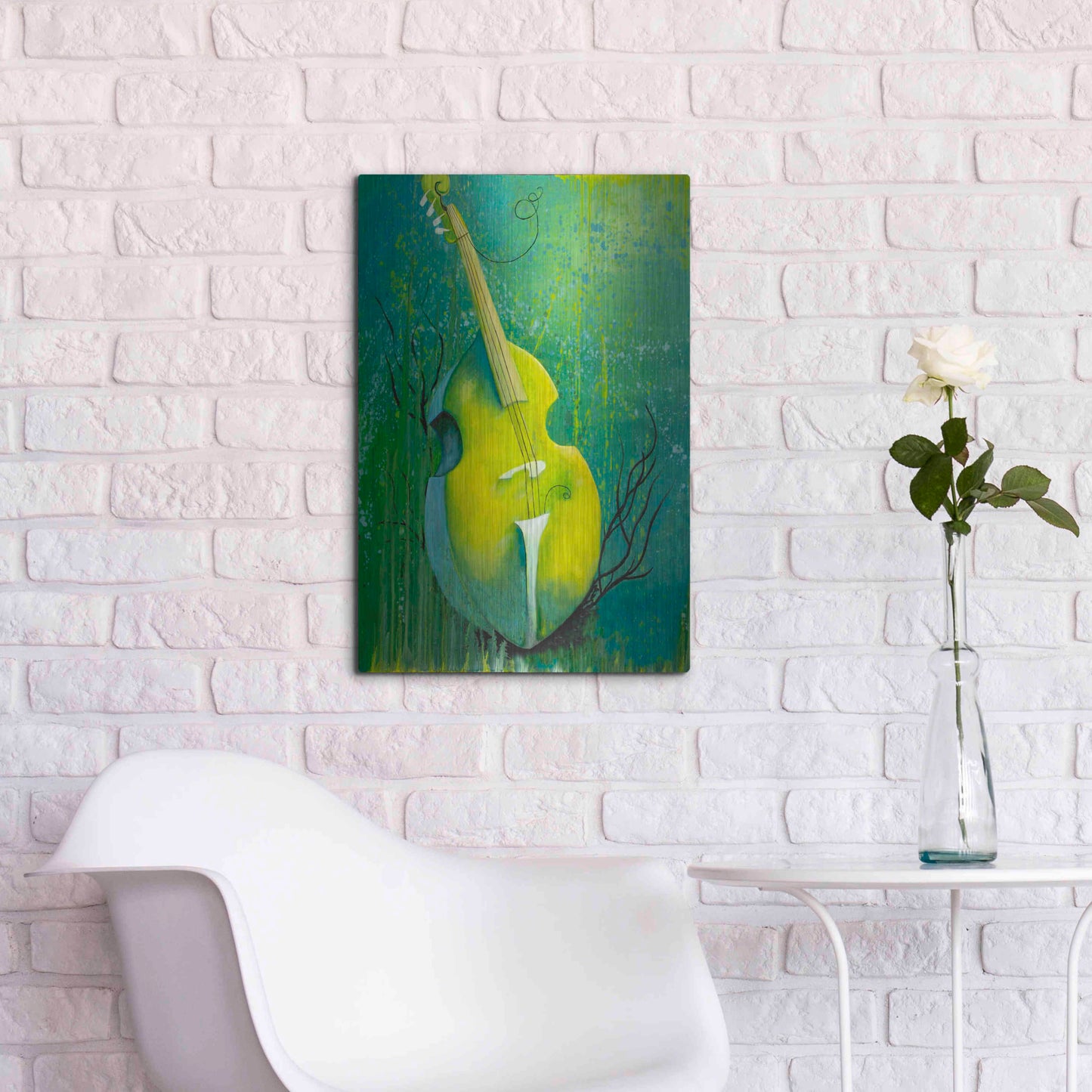 Luxe Metal Art 'Sunken Dreams Cello' by Michelle Faber, Metal Wall Art,16x24