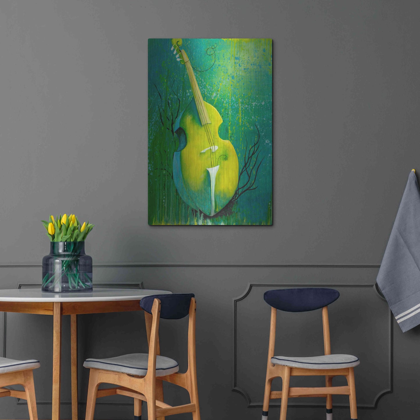 Luxe Metal Art 'Sunken Dreams Cello' by Michelle Faber, Metal Wall Art,24x36