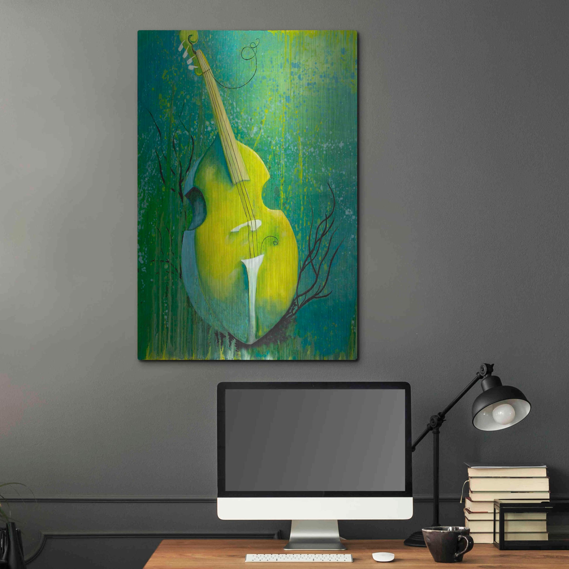 Luxe Metal Art 'Sunken Dreams Cello' by Michelle Faber, Metal Wall Art,24x36