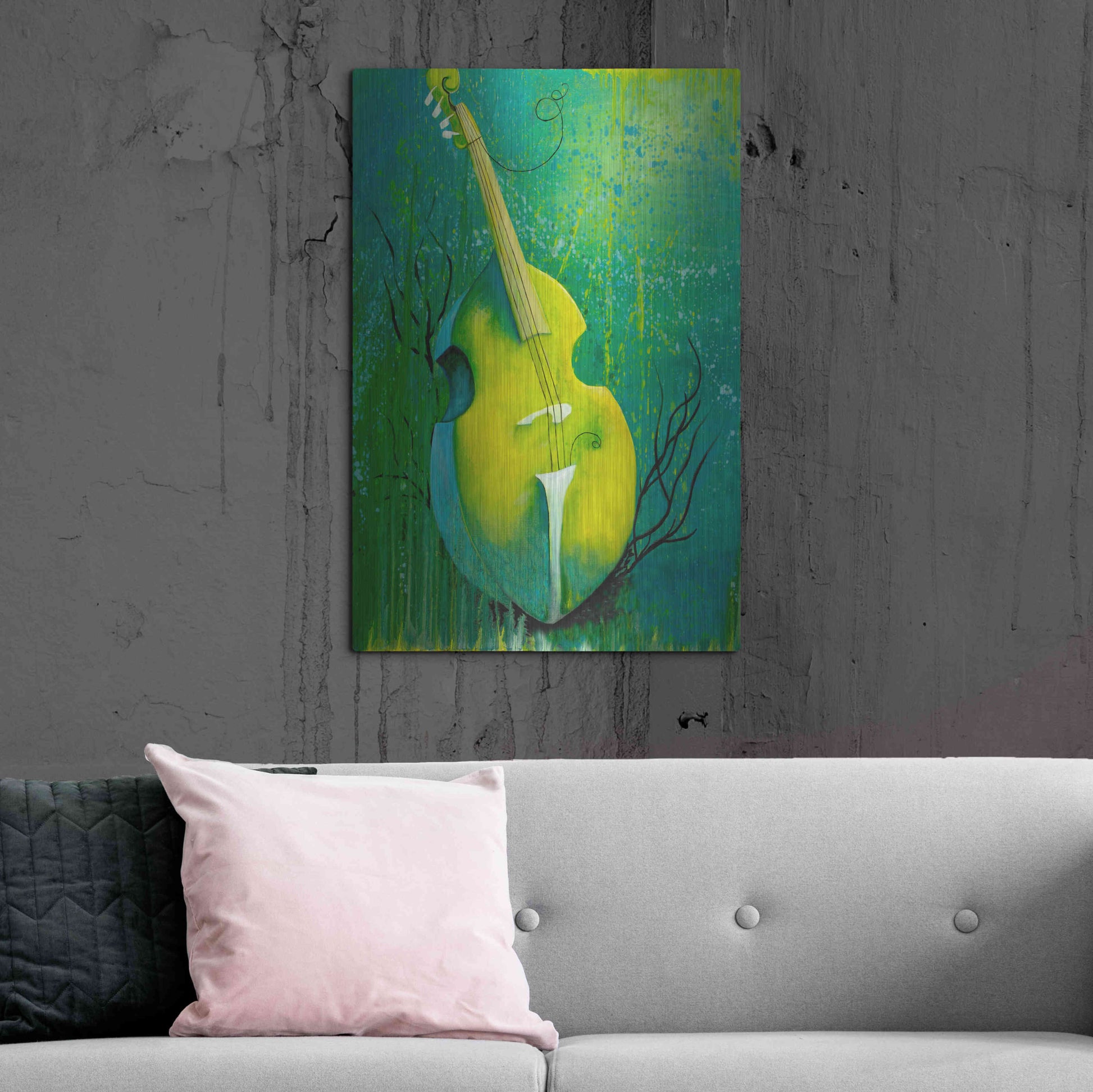 Luxe Metal Art 'Sunken Dreams Cello' by Michelle Faber, Metal Wall Art,24x36