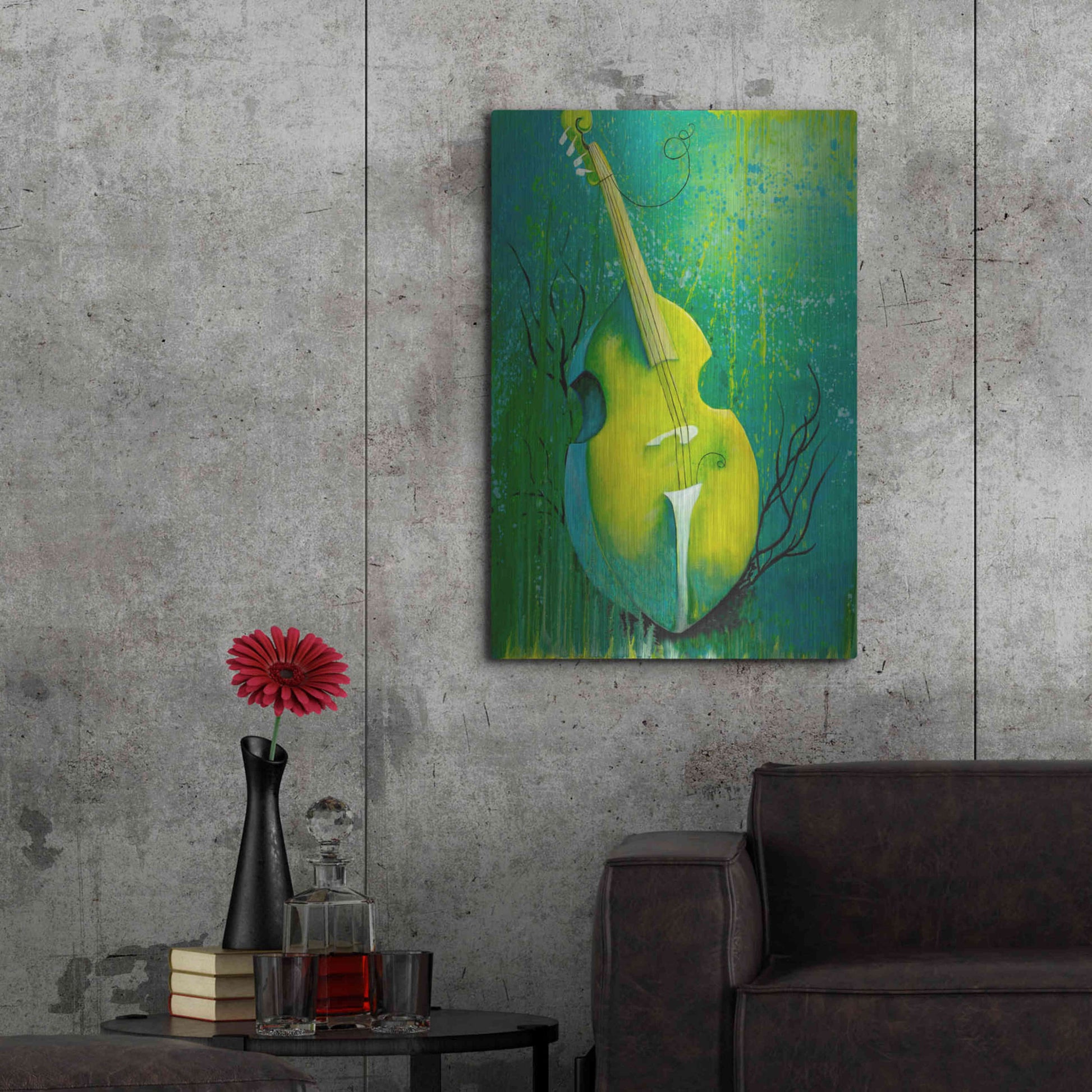 Luxe Metal Art 'Sunken Dreams Cello' by Michelle Faber, Metal Wall Art,24x36