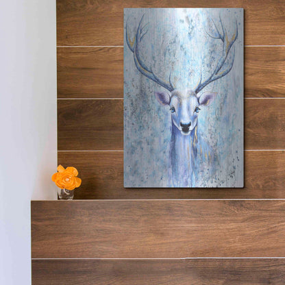 Luxe Metal Art 'Blue Spirit Deer' by Michelle Faber, Metal Wall Art,12x16