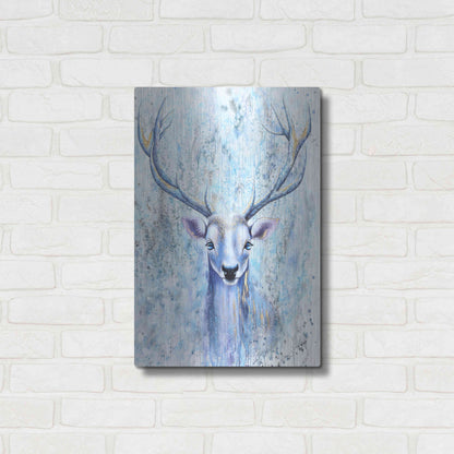 Luxe Metal Art 'Blue Spirit Deer' by Michelle Faber, Metal Wall Art,16x24