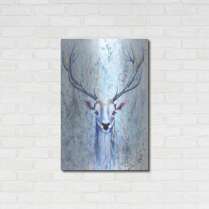 Luxe Metal Art 'Blue Spirit Deer' by Michelle Faber, Metal Wall Art,24x36
