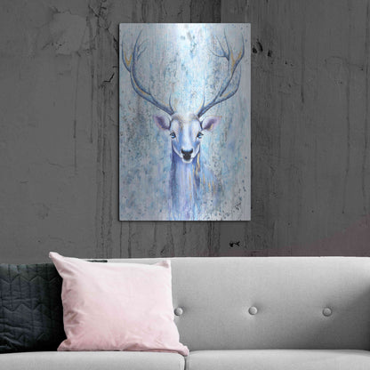 Luxe Metal Art 'Blue Spirit Deer' by Michelle Faber, Metal Wall Art,24x36