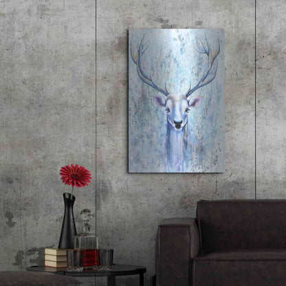 Luxe Metal Art 'Blue Spirit Deer' by Michelle Faber, Metal Wall Art,24x36