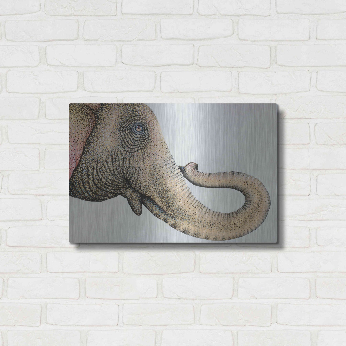 Luxe Metal Art 'Spotted Asian Elephant 2' by Michelle Faber, Metal Wall Art,24x16