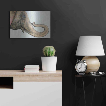 Luxe Metal Art 'Spotted Asian Elephant 2' by Michelle Faber, Metal Wall Art,24x16