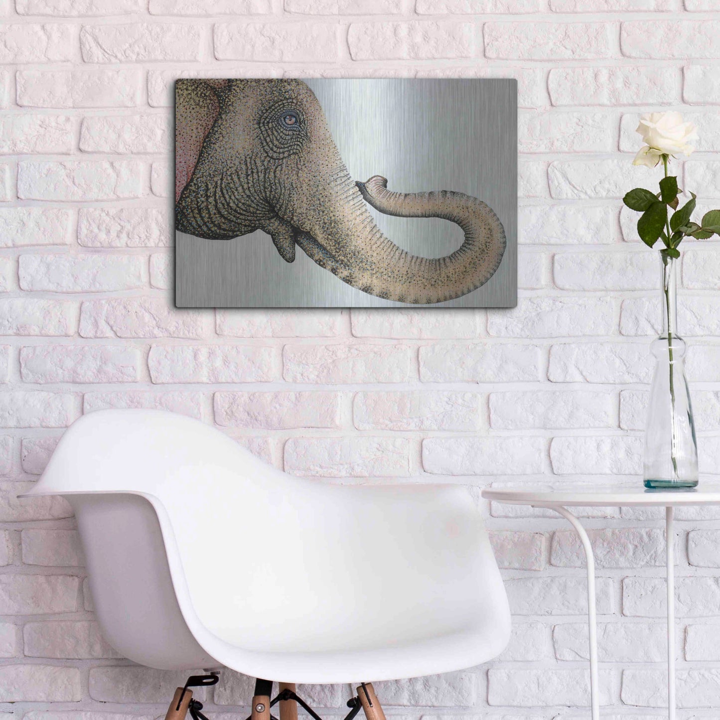 Luxe Metal Art 'Spotted Asian Elephant 2' by Michelle Faber, Metal Wall Art,24x16
