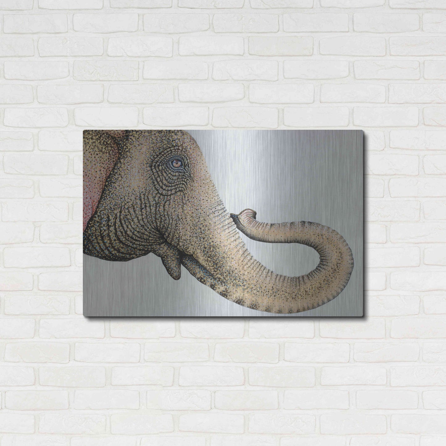 Luxe Metal Art 'Spotted Asian Elephant 2' by Michelle Faber, Metal Wall Art,36x24