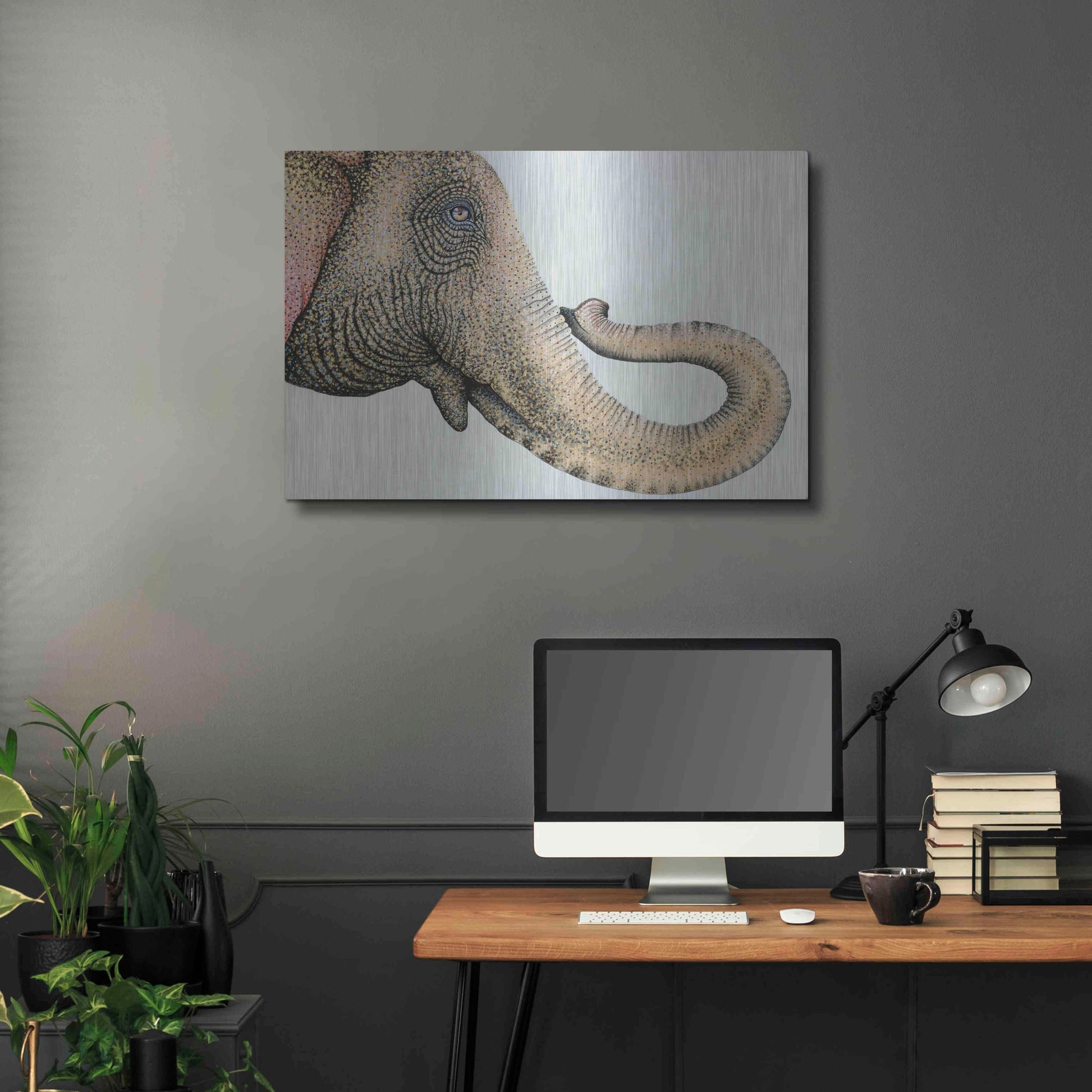 Luxe Metal Art 'Spotted Asian Elephant 2' by Michelle Faber, Metal Wall Art,36x24
