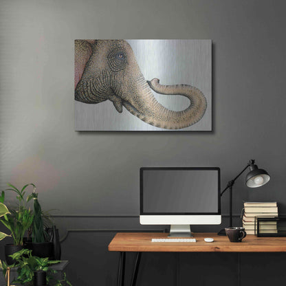 Luxe Metal Art 'Spotted Asian Elephant 2' by Michelle Faber, Metal Wall Art,36x24