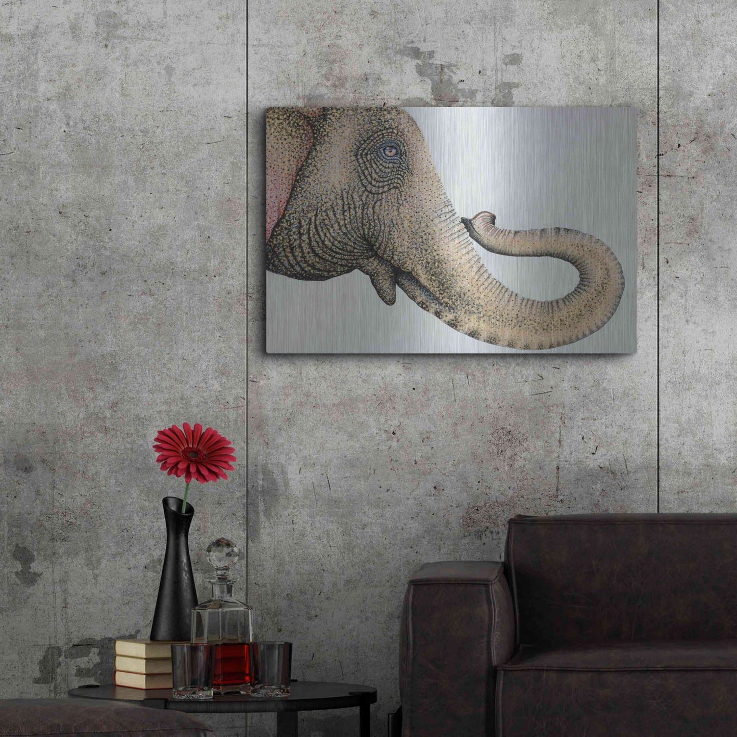 Luxe Metal Art 'Spotted Asian Elephant 2' by Michelle Faber, Metal Wall Art,36x24