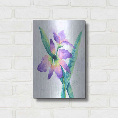 Luxe Metal Art 'Purple Orchid' by Michelle Faber, Metal Wall Art,12x16