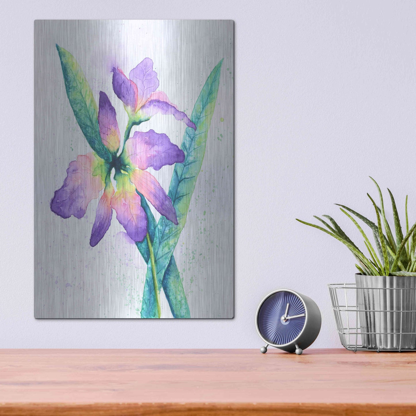 Luxe Metal Art 'Purple Orchid' by Michelle Faber, Metal Wall Art,12x16