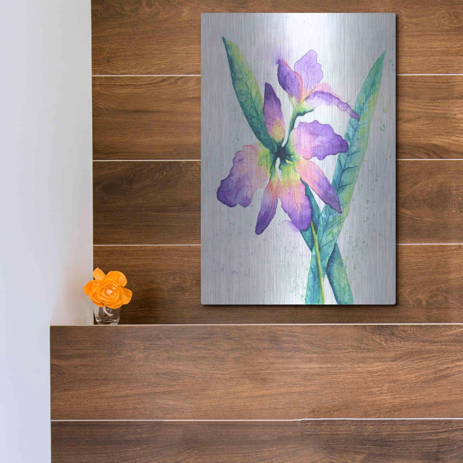 Luxe Metal Art 'Purple Orchid' by Michelle Faber, Metal Wall Art,12x16