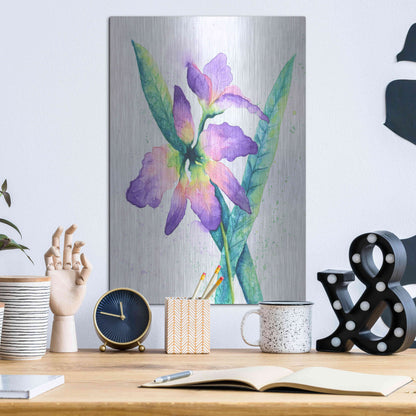 Luxe Metal Art 'Purple Orchid' by Michelle Faber, Metal Wall Art,12x16