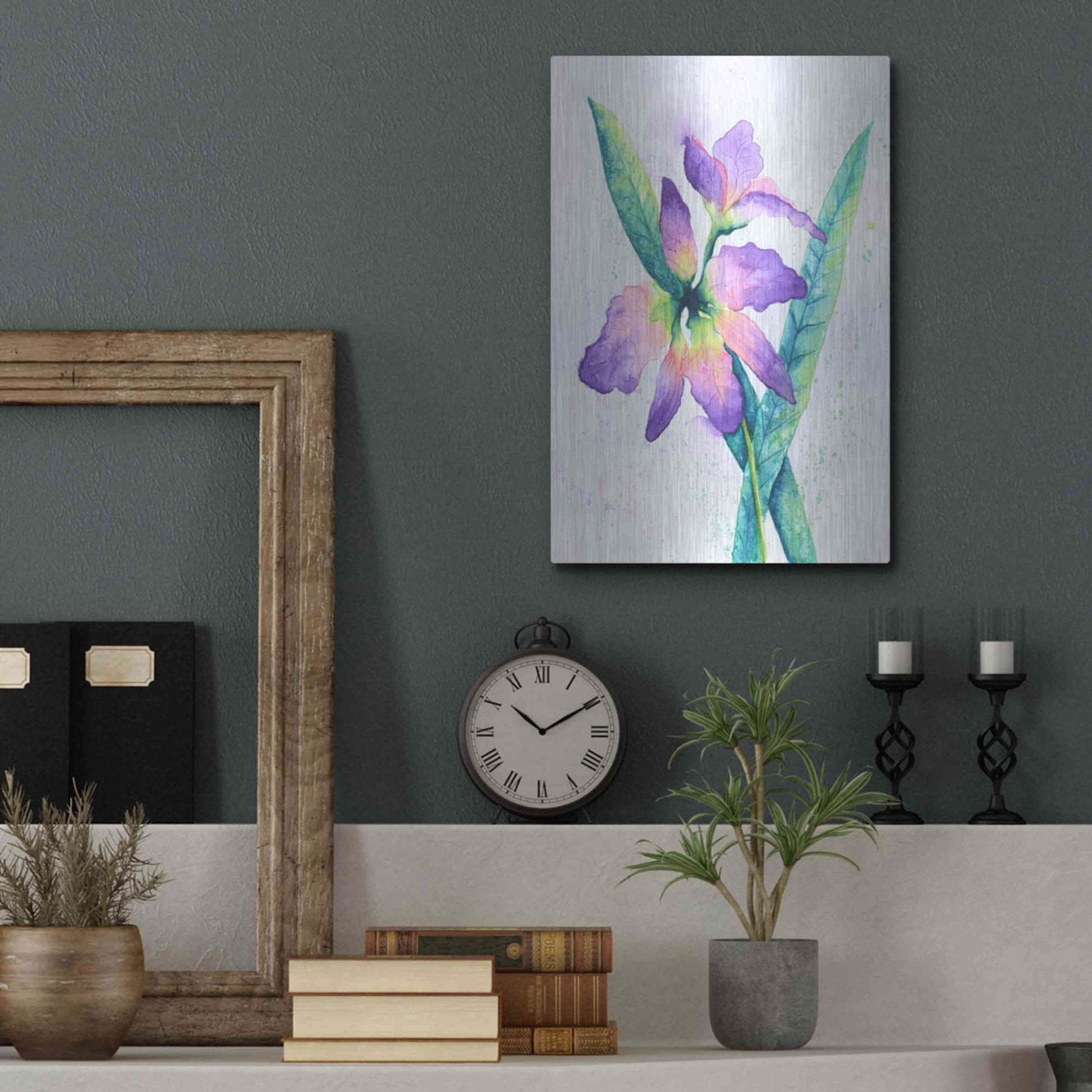 Luxe Metal Art 'Purple Orchid' by Michelle Faber, Metal Wall Art,12x16