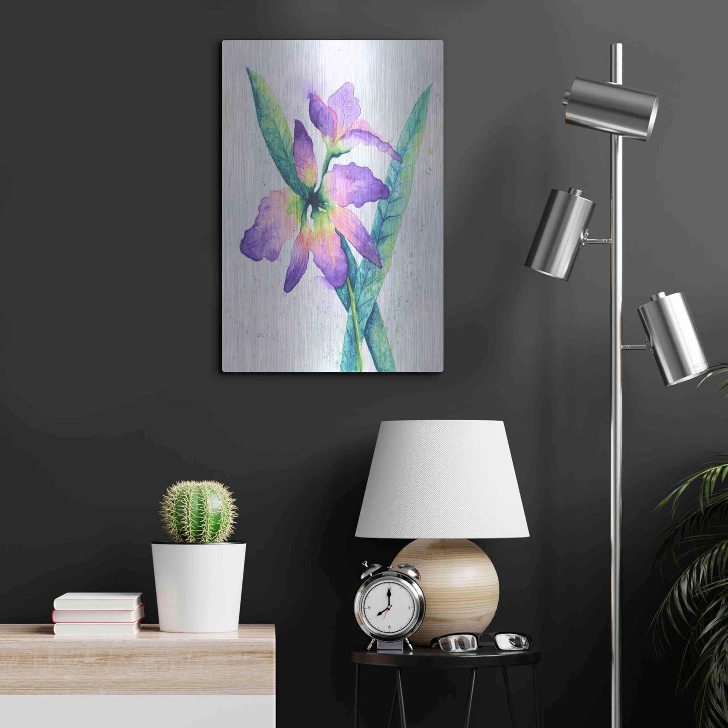 Luxe Metal Art 'Purple Orchid' by Michelle Faber, Metal Wall Art,16x24