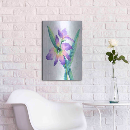 Luxe Metal Art 'Purple Orchid' by Michelle Faber, Metal Wall Art,16x24