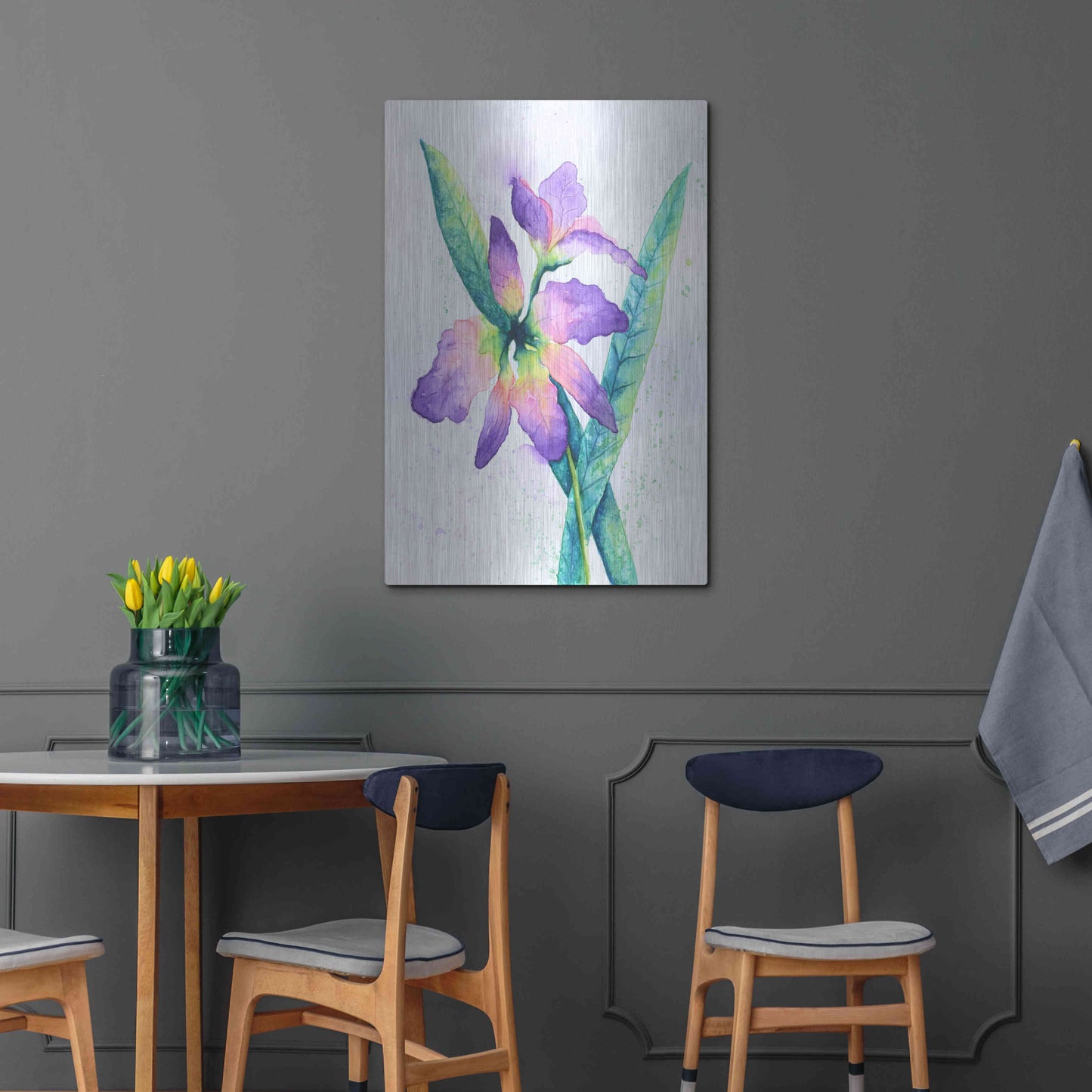 Luxe Metal Art 'Purple Orchid' by Michelle Faber, Metal Wall Art,24x36