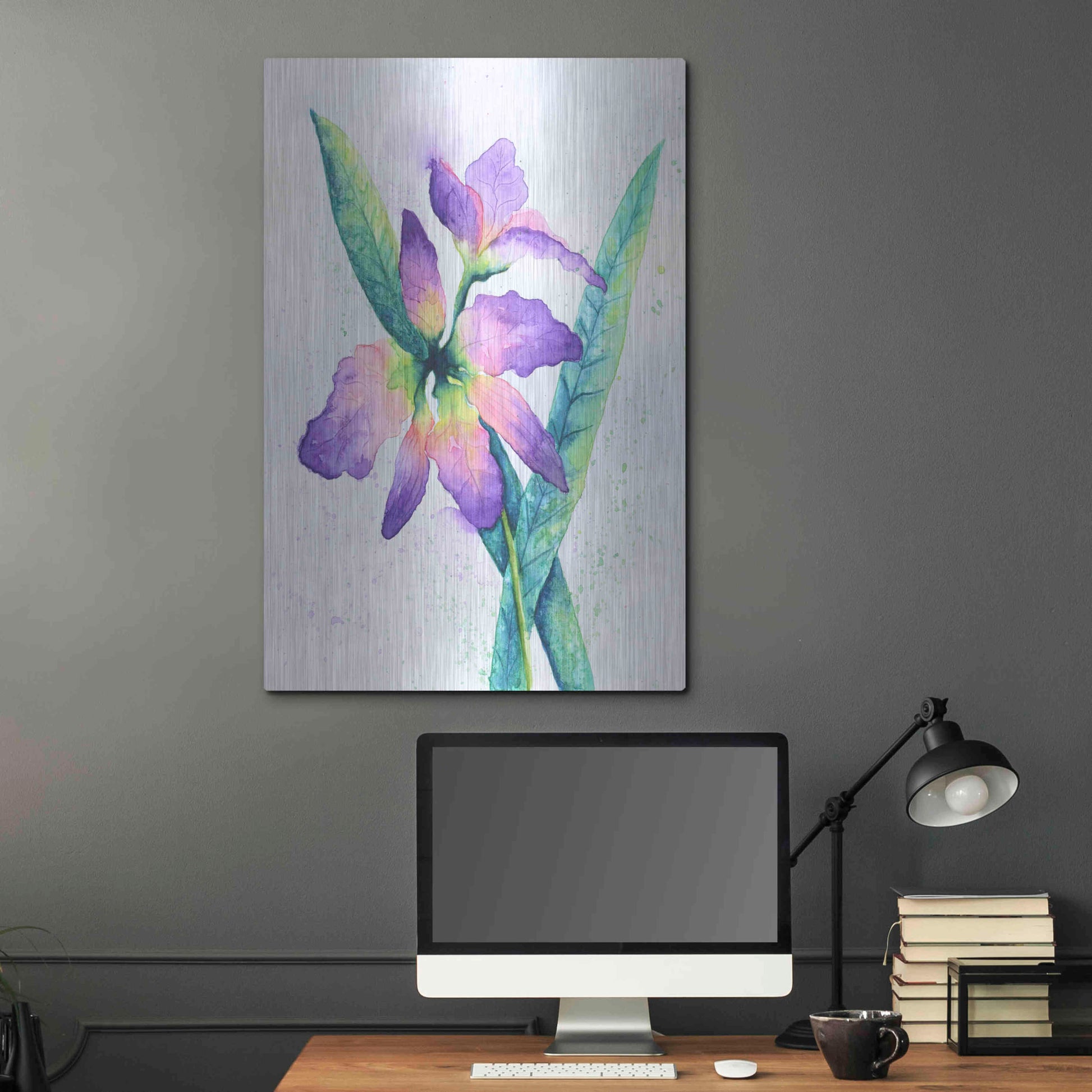 Luxe Metal Art 'Purple Orchid' by Michelle Faber, Metal Wall Art,24x36