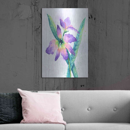 Luxe Metal Art 'Purple Orchid' by Michelle Faber, Metal Wall Art,24x36