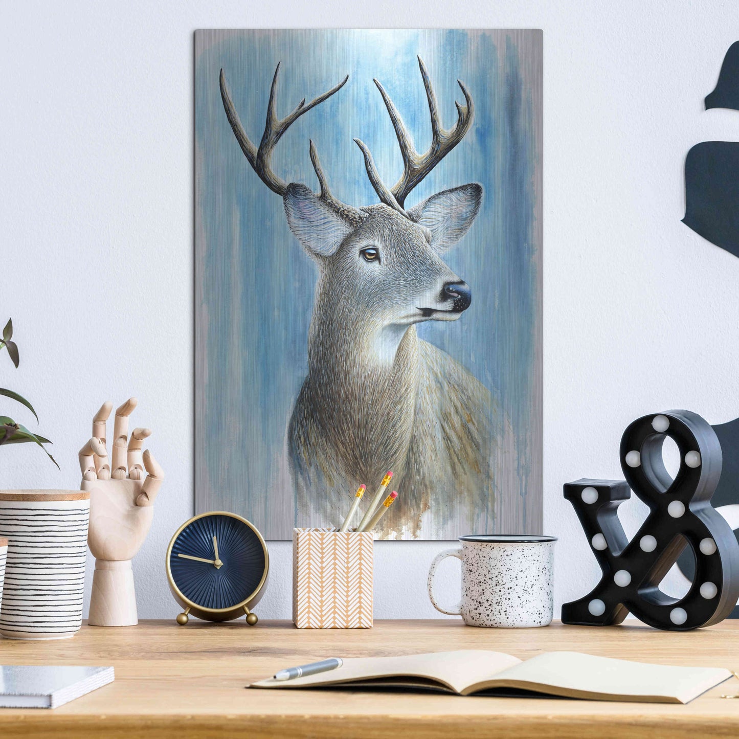 Luxe Metal Art 'Buck' by Michelle Faber, Metal Wall Art,12x16