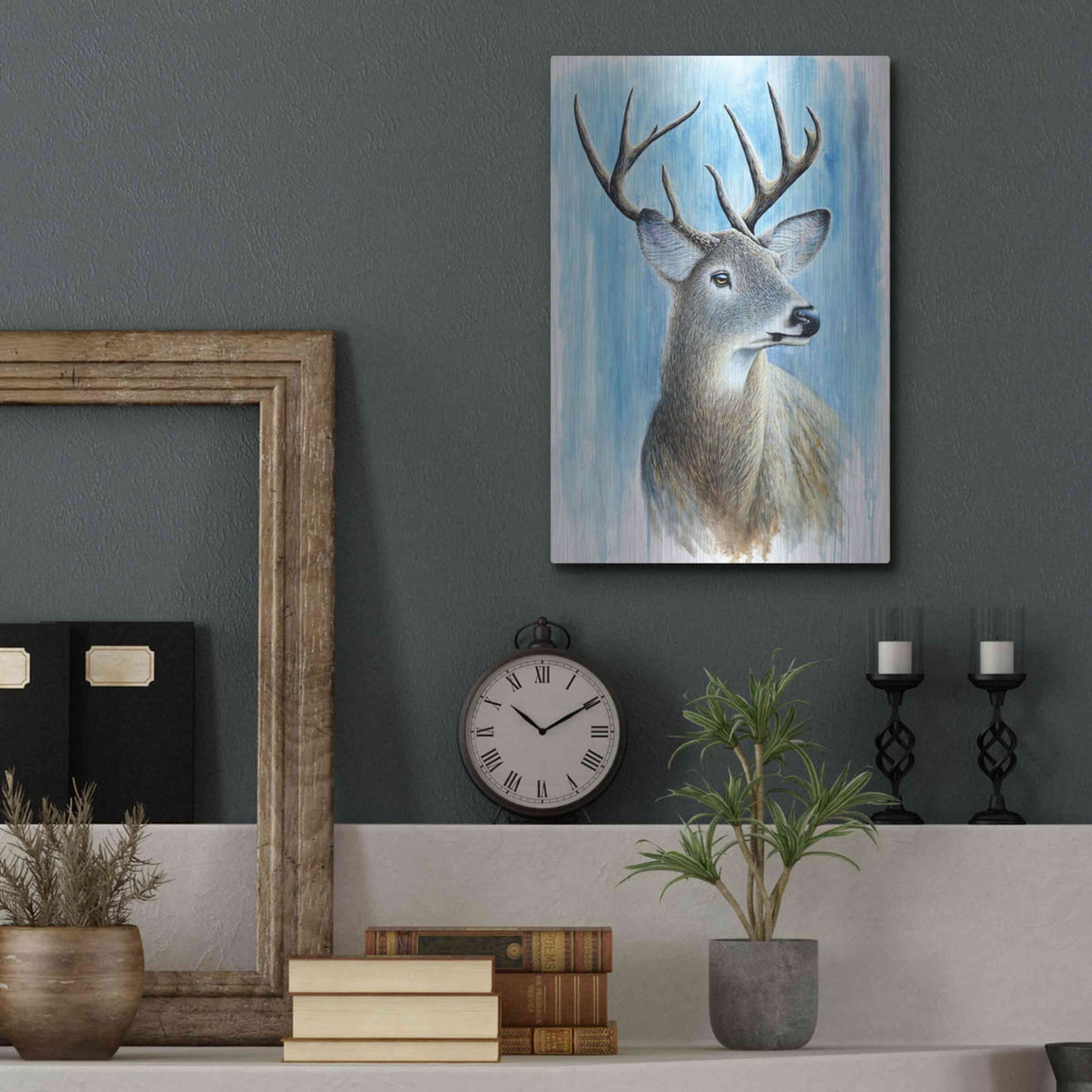 Luxe Metal Art 'Buck' by Michelle Faber, Metal Wall Art,12x16