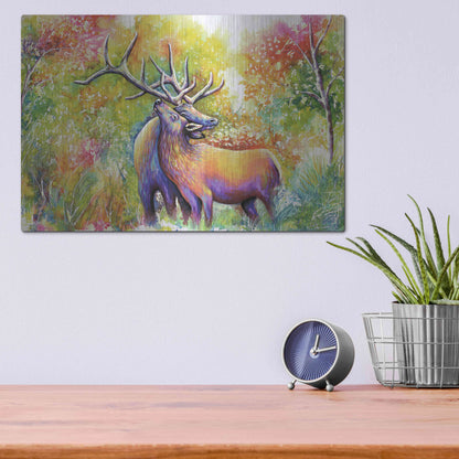 Luxe Metal Art 'Elk Love' by Michelle Faber, Metal Wall Art,16x12