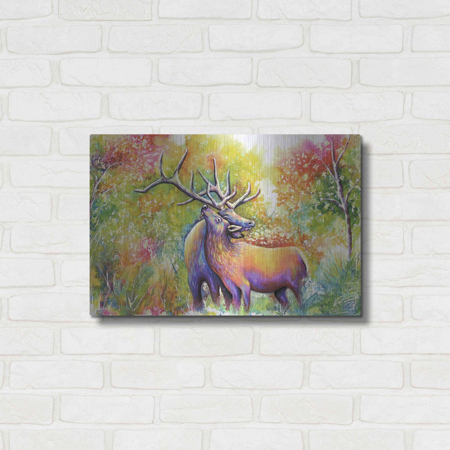 Luxe Metal Art 'Elk Love' by Michelle Faber, Metal Wall Art,24x16