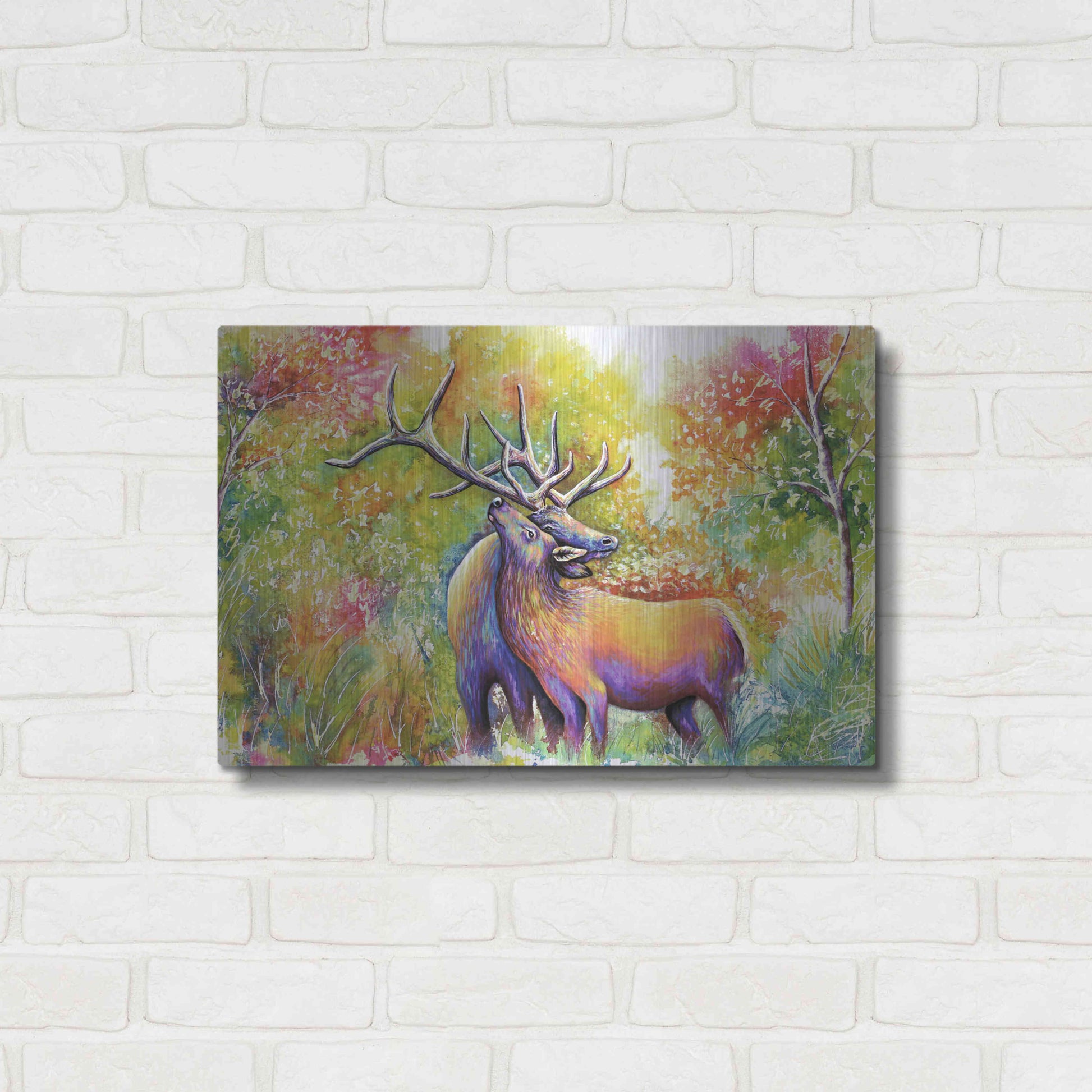 Luxe Metal Art 'Elk Love' by Michelle Faber, Metal Wall Art,24x16