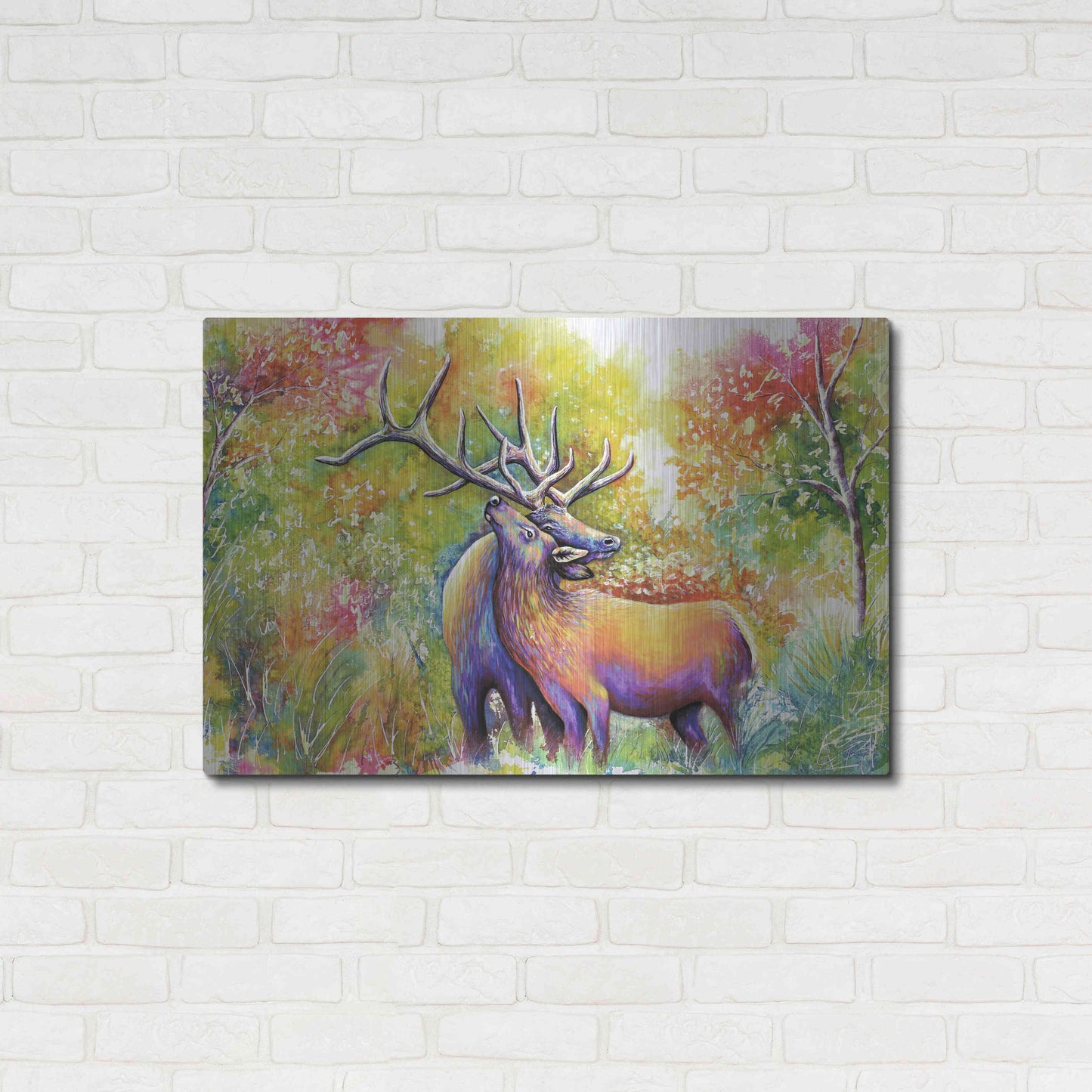 Luxe Metal Art 'Elk Love' by Michelle Faber, Metal Wall Art,36x24