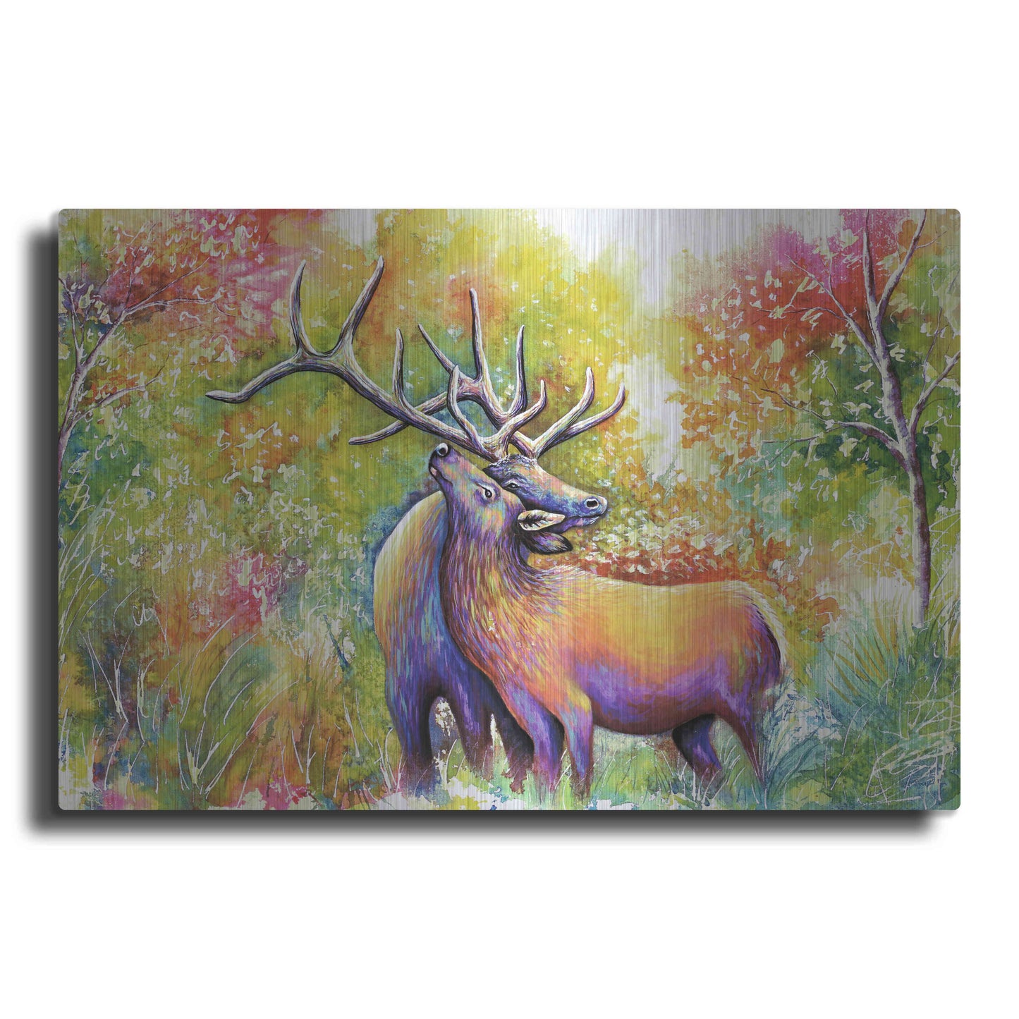 Luxe Metal Art 'Elk Love' by Michelle Faber, Metal Wall Art
