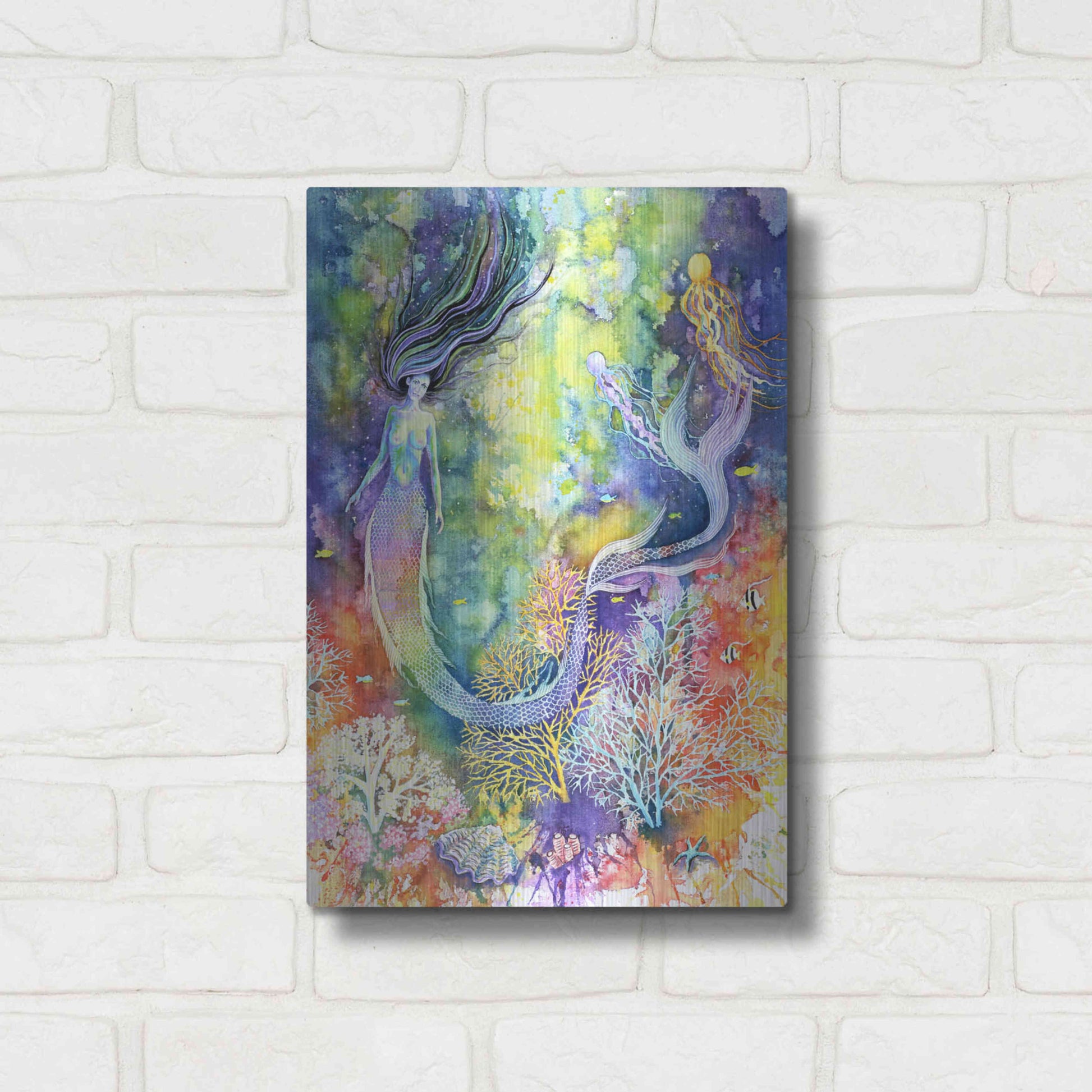 Luxe Metal Art 'Mermaid' by Michelle Faber, Metal Wall Art,12x16