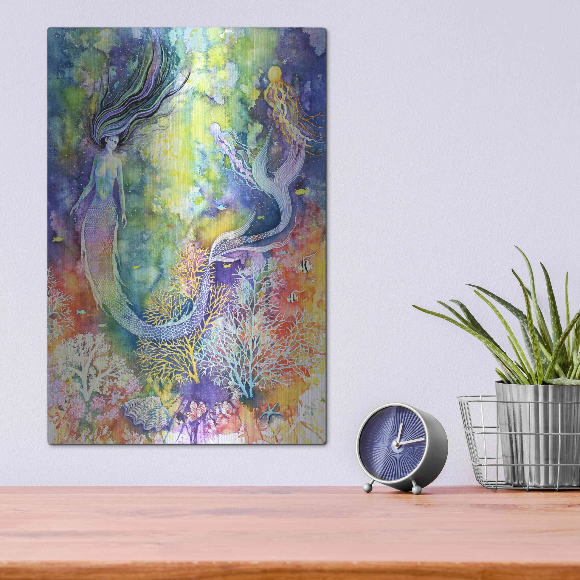 Luxe Metal Art 'Mermaid' by Michelle Faber, Metal Wall Art,12x16