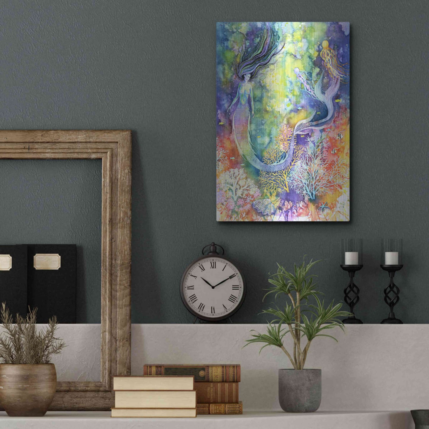 Luxe Metal Art 'Mermaid' by Michelle Faber, Metal Wall Art,12x16