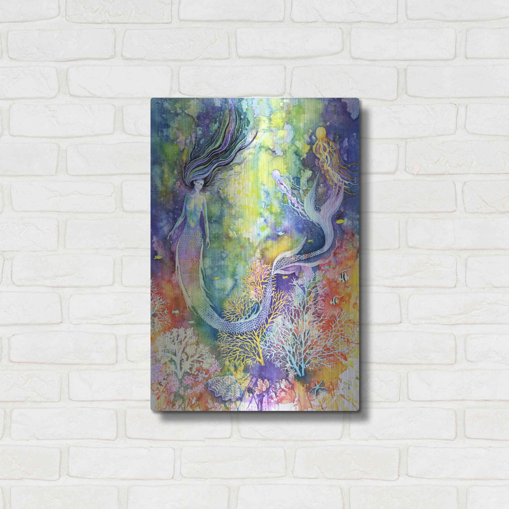 Luxe Metal Art 'Mermaid' by Michelle Faber, Metal Wall Art,16x24