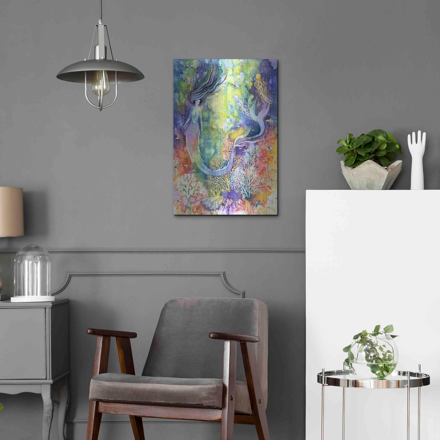 Luxe Metal Art 'Mermaid' by Michelle Faber, Metal Wall Art,16x24