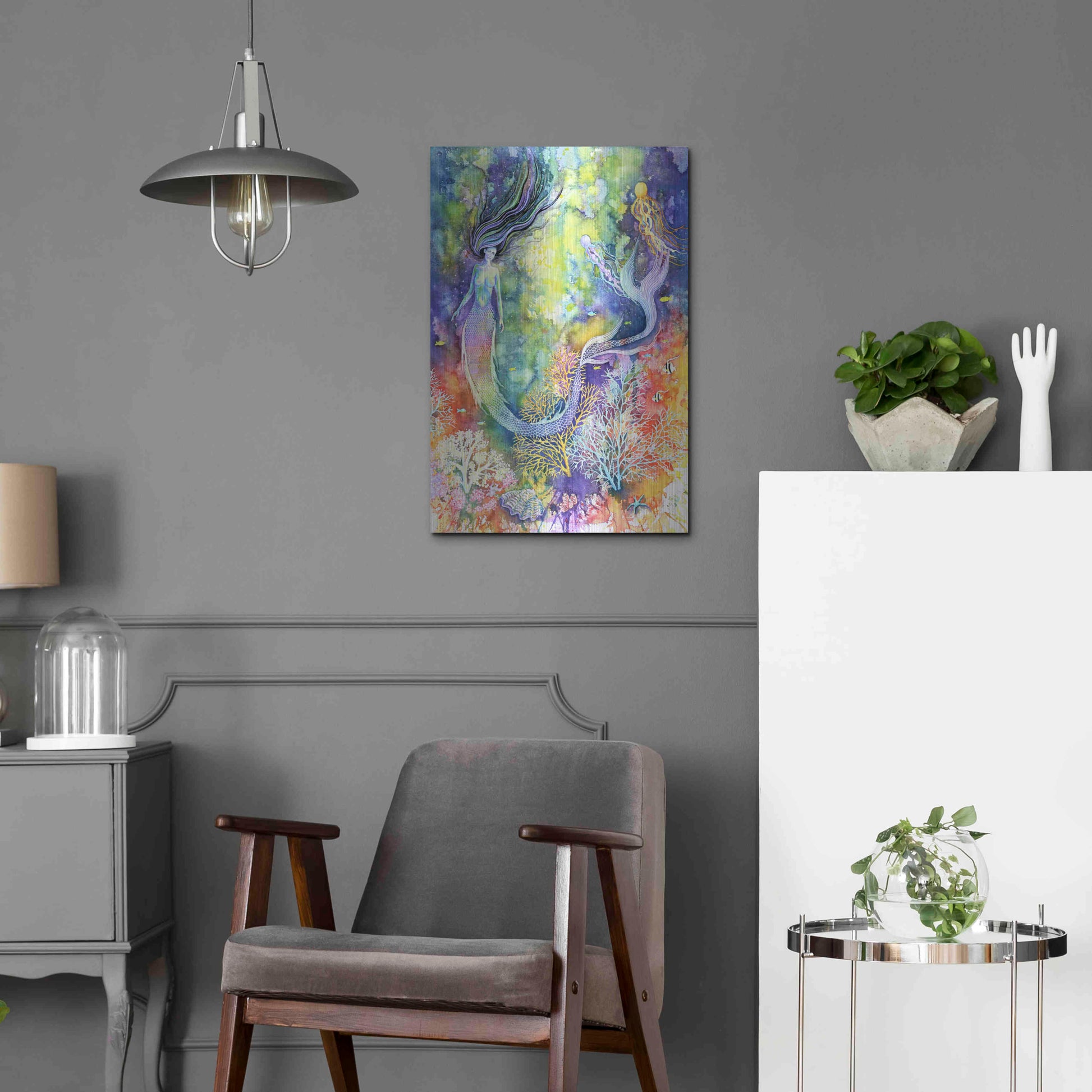 Luxe Metal Art 'Mermaid' by Michelle Faber, Metal Wall Art,16x24