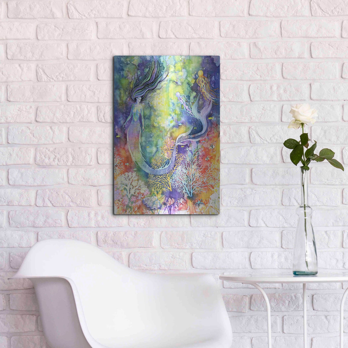 Luxe Metal Art 'Mermaid' by Michelle Faber, Metal Wall Art,16x24