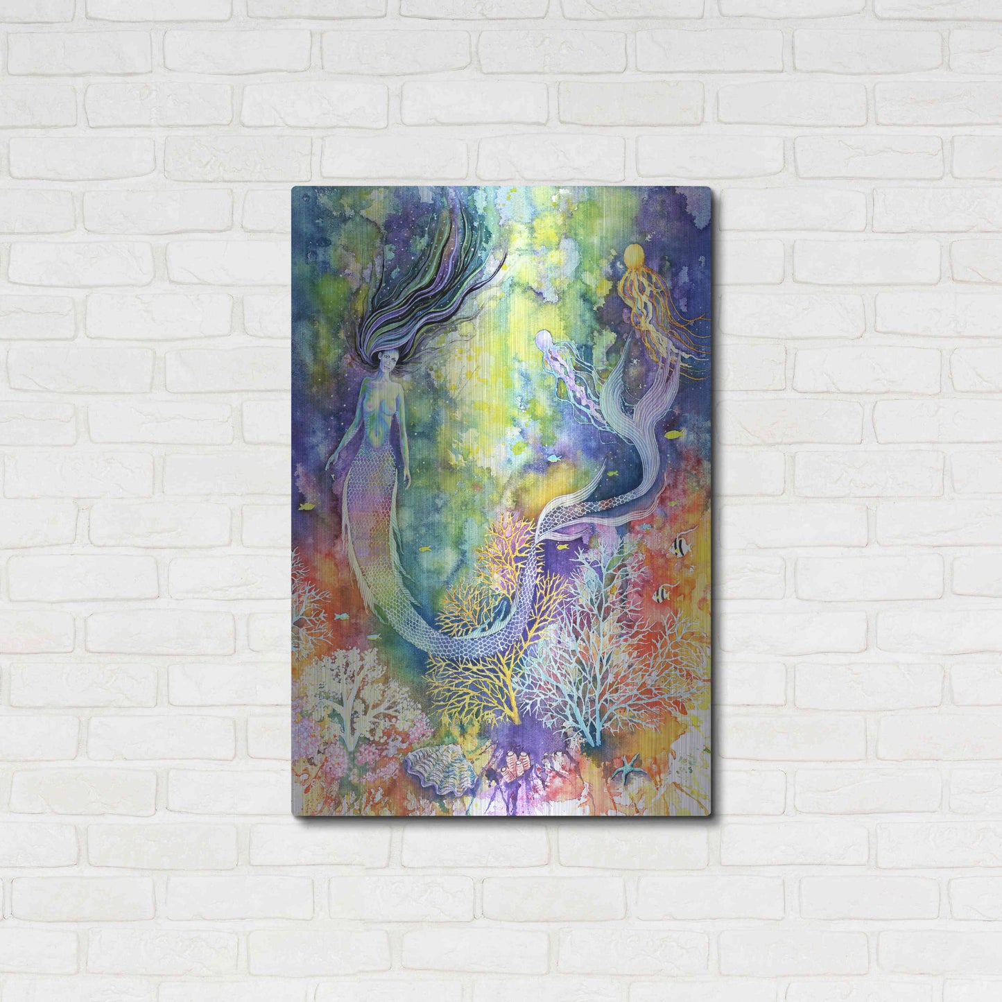 Luxe Metal Art 'Mermaid' by Michelle Faber, Metal Wall Art,24x36