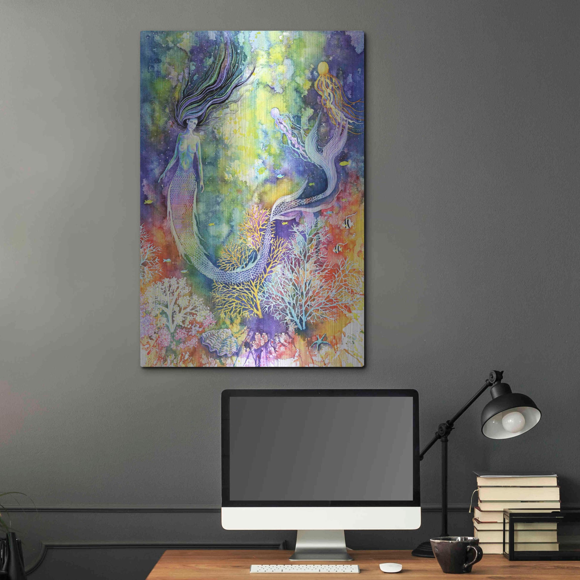 Luxe Metal Art 'Mermaid' by Michelle Faber, Metal Wall Art,24x36