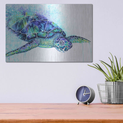 Luxe Metal Art 'Sea Turtle' by Michelle Faber, Metal Wall Art,16x12